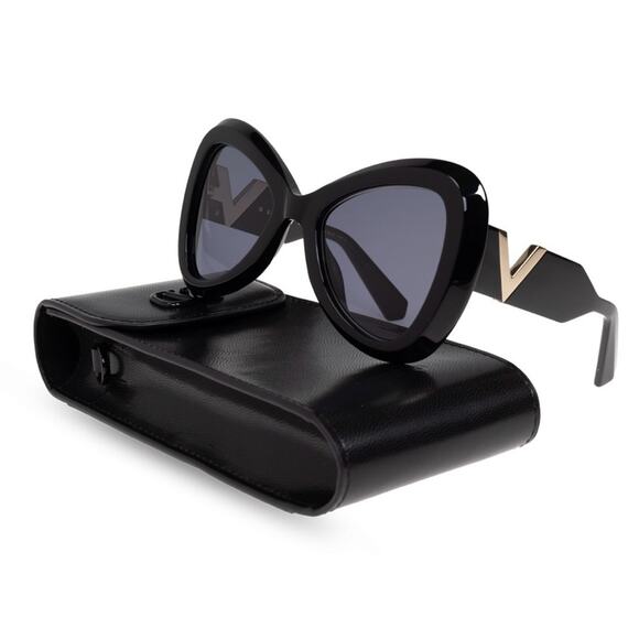New! Valentino V GOLD III VLS 138A, Chic Black Sunglasses, Authentic main image 6